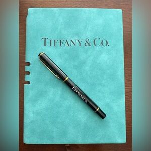 Tiffany & Co Blue Suede Notebook Pen Gift Set Journal Diary